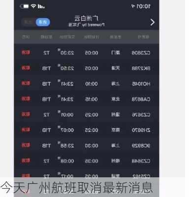 今天广州航班取消最新消息