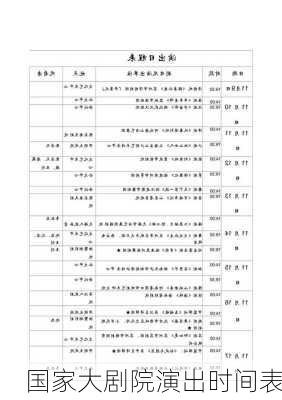 国家大剧院演出时间表