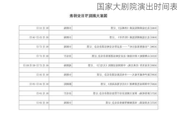 国家大剧院演出时间表