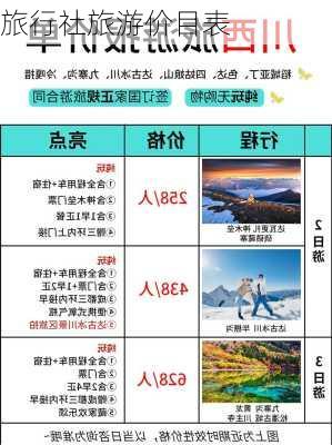 旅行社旅游价目表