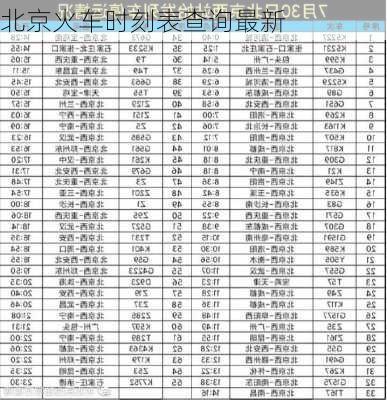 北京火车时刻表查询最新