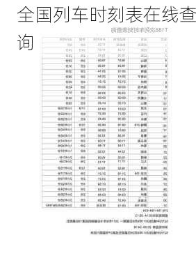 全国列车时刻表在线查询