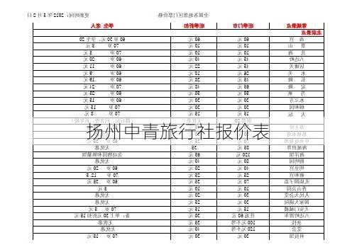 扬州中青旅行社报价表