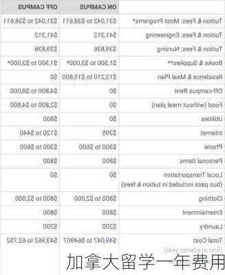 加拿大留学一年费用