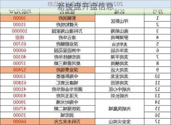 新楼盘开盘信息