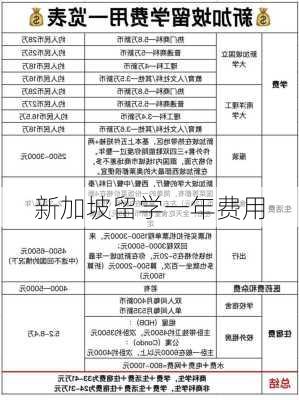 新加坡留学一年费用