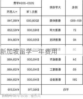 新加坡留学一年费用