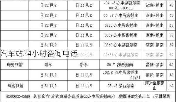 汽车站24小时咨询电话