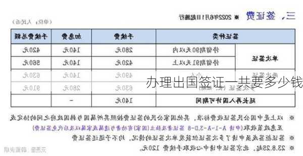 办理出国签证一共要多少钱