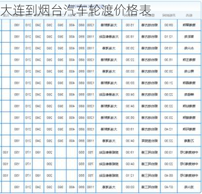 大连到烟台汽车轮渡价格表