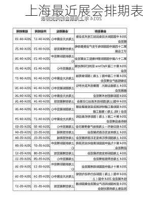 上海最近展会排期表