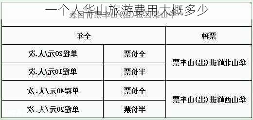 一个人华山旅游费用大概多少