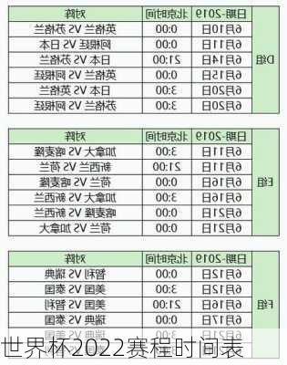 世界杯2022赛程时间表