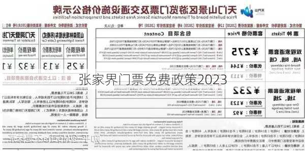 张家界门票免费政策2023