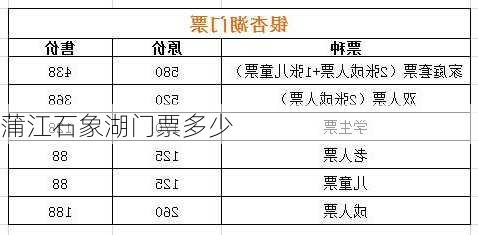 蒲江石象湖门票多少