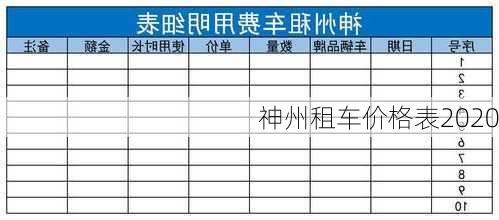 神州租车价格表2020