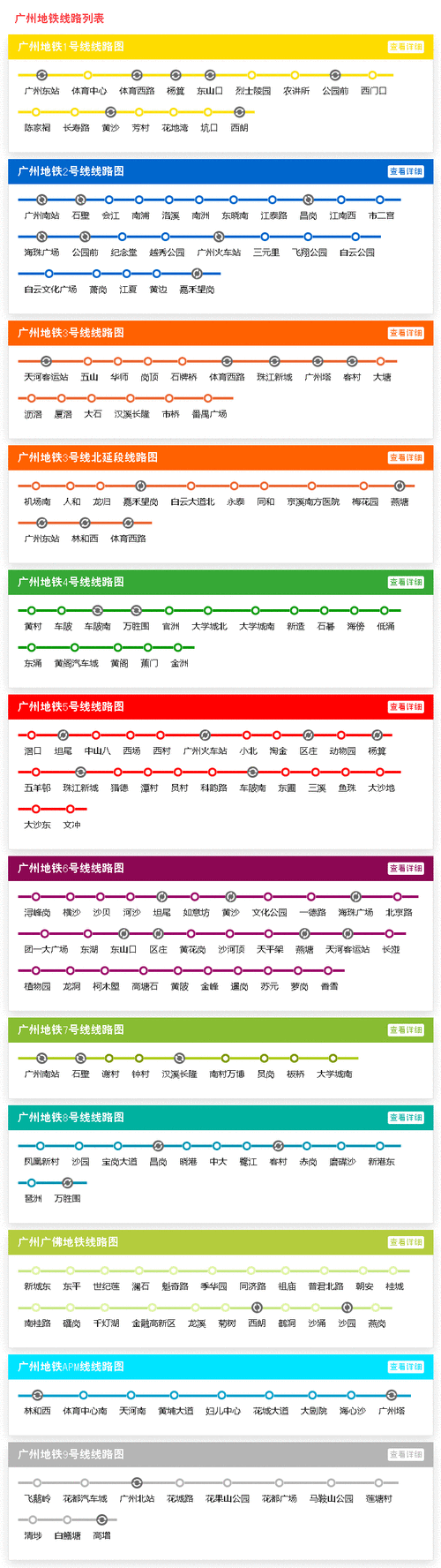 广州地铁线路换乘查询