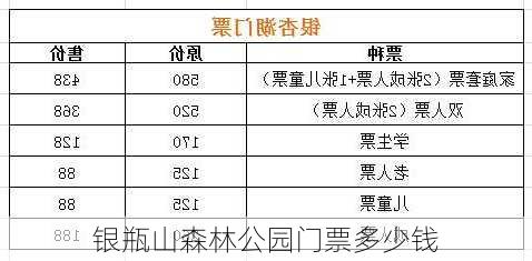 银瓶山森林公园门票多少钱