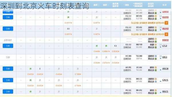 深圳到北京火车时刻表查询