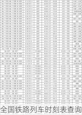 全国铁路列车时刻表查询