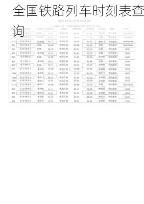 全国铁路列车时刻表查询