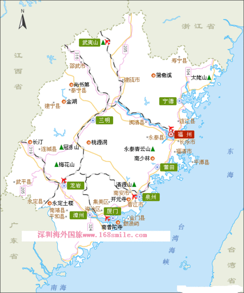 福建旅游地图景点线路