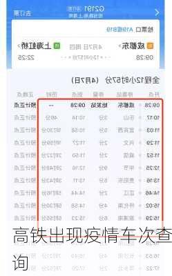 高铁出现疫情车次查询