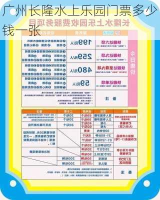 广州长隆水上乐园门票多少钱一张