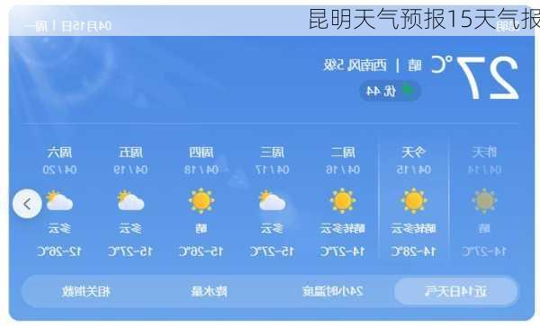 昆明天气预报15天气报