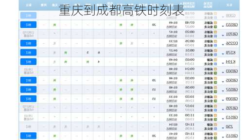 重庆到成都高铁时刻表