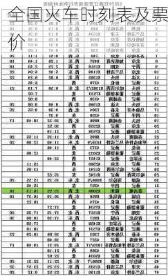 全国火车时刻表及票价