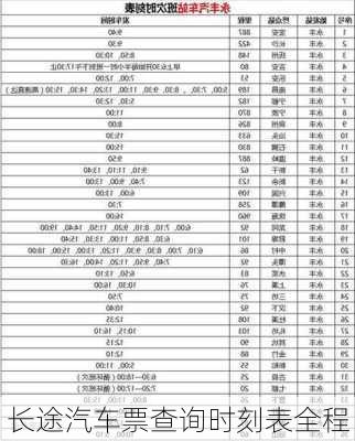 长途汽车票查询时刻表全程