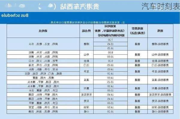 汽车时刻表