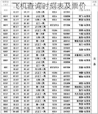 飞机查询时刻表及票价