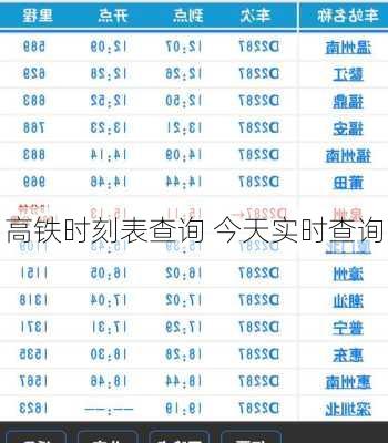 高铁时刻表查询 今天实时查询