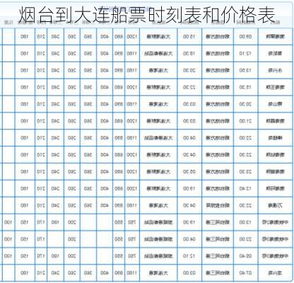 烟台到大连船票时刻表和价格表